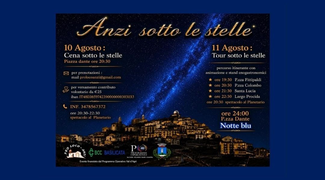 Anzi sotto le stelle: due serate tra sapori, musica e astronomia